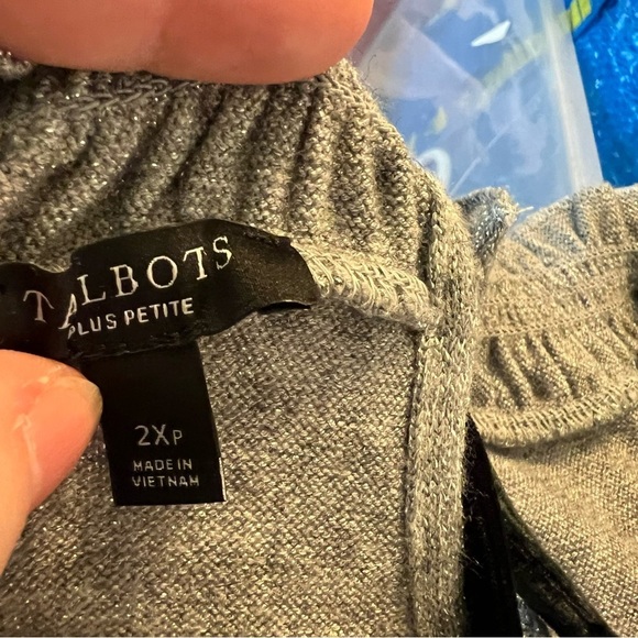 Talbots Tie Back Smocked Top Gray Metallic 2XP - Picture 11 of 12